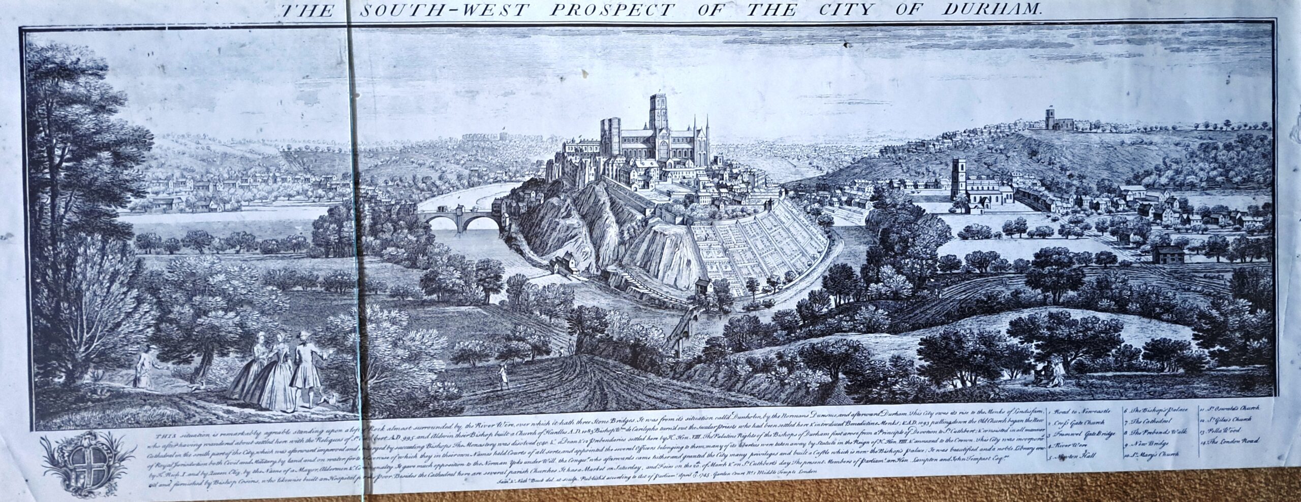 15 - South West Prospect of the City of Durham - 1745