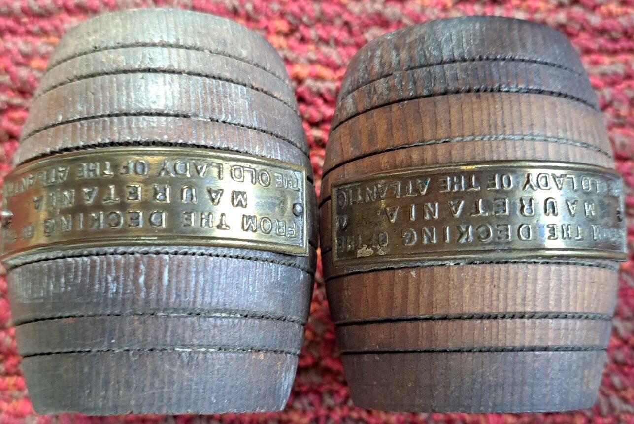Decorative Barrels from the Decking of the Mauretania “The Old Lady, Od the Atlantic”