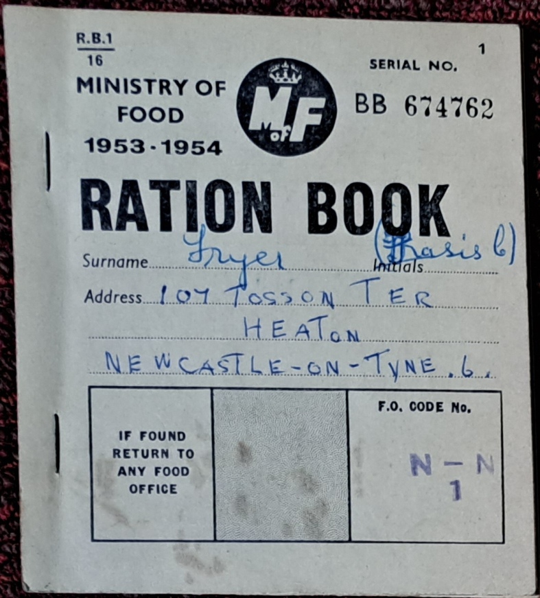 Ministry Of Food Ration Book, Francis C Fryer 1953-1954