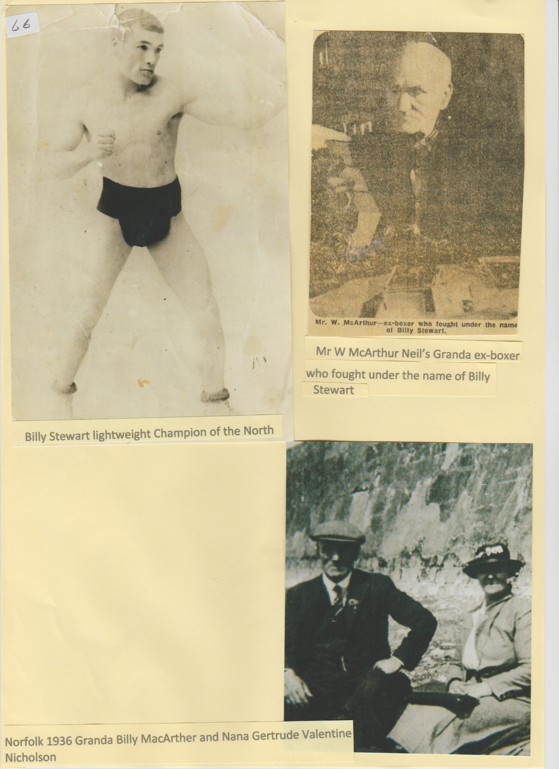 Billy Stewart Lightweight Boxing Champion of the North,William MacArthur _ Billy MacArthur with Gertrude Valentine Norfolk 1936