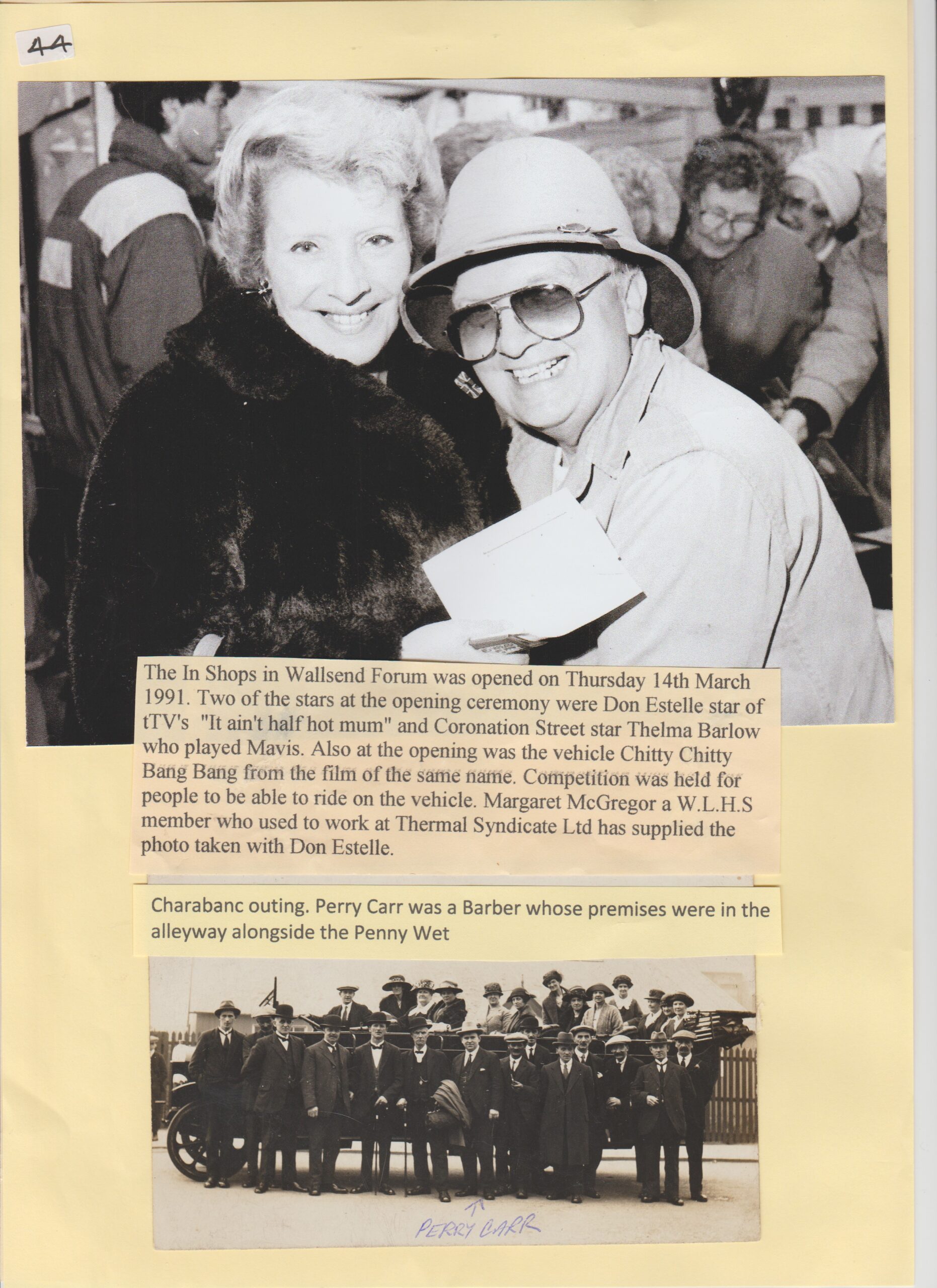 Don Estelle opening In Shops Wallsend Forum 1991 _ Charabanc outing with Perry Barr the Barber