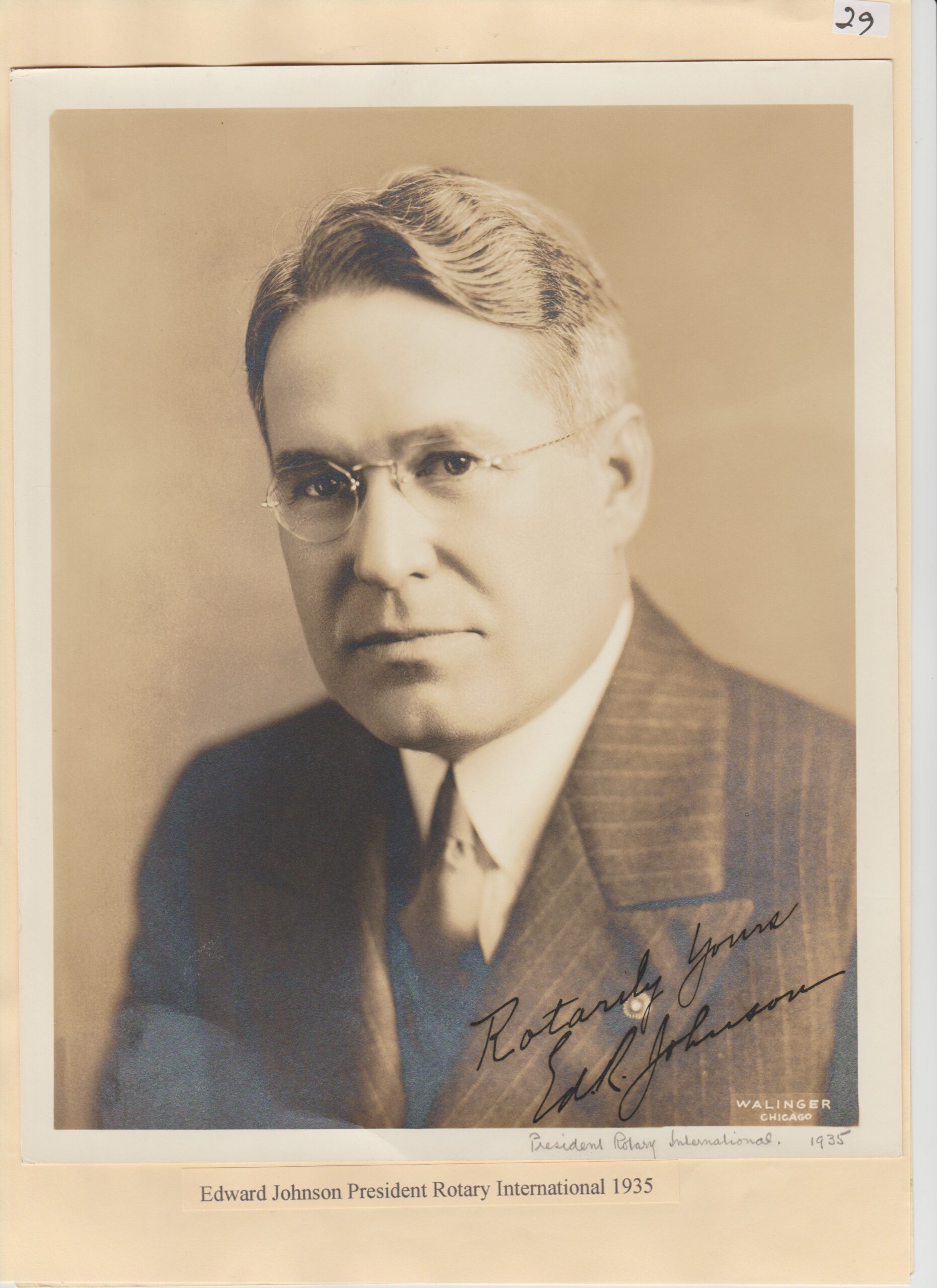 Edward Johnson President Rotary Club 1935