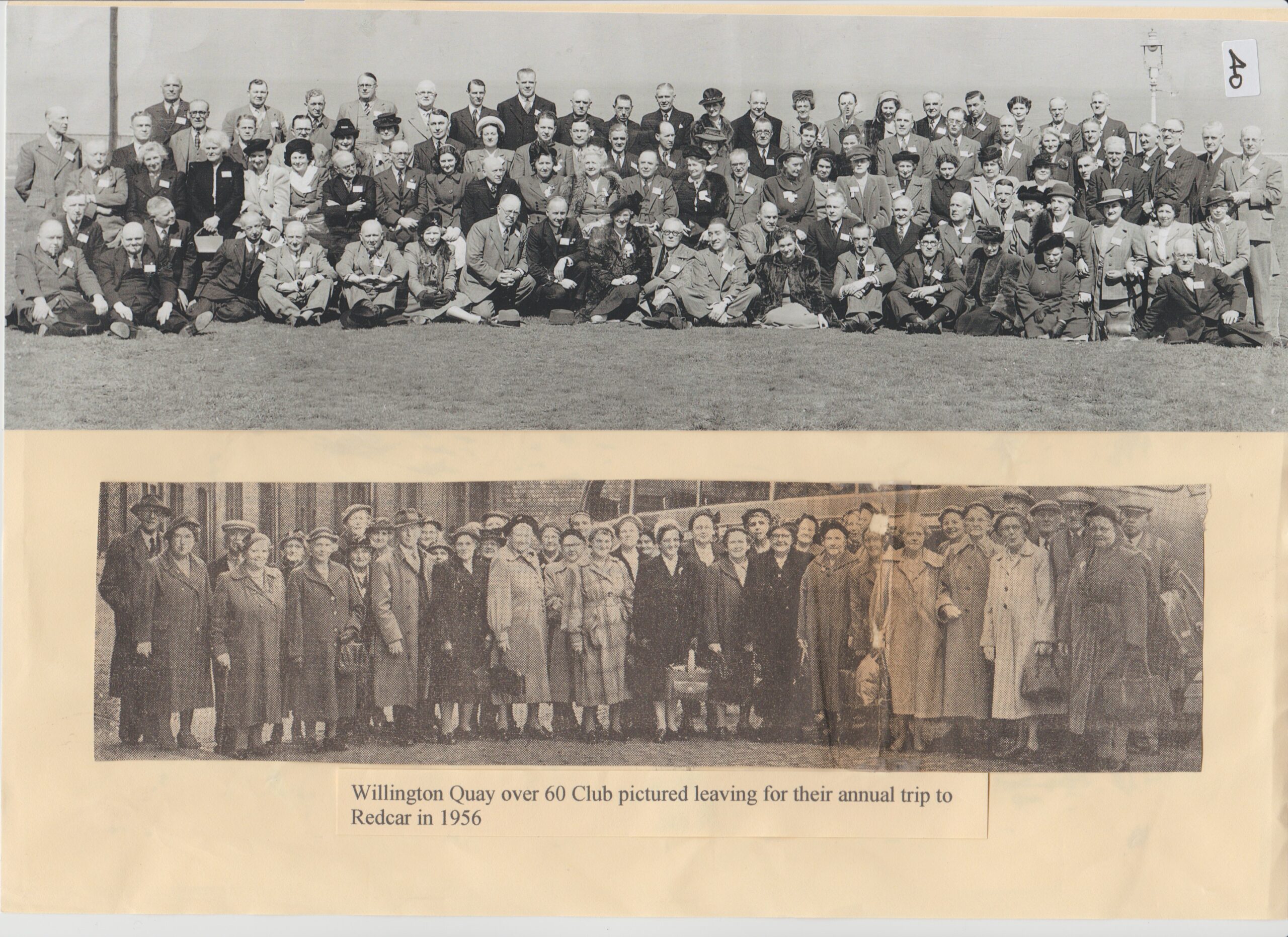 Group of Men and Women origin unknown, Willington Qauy over 60_sClub Trip to Redcar 1956