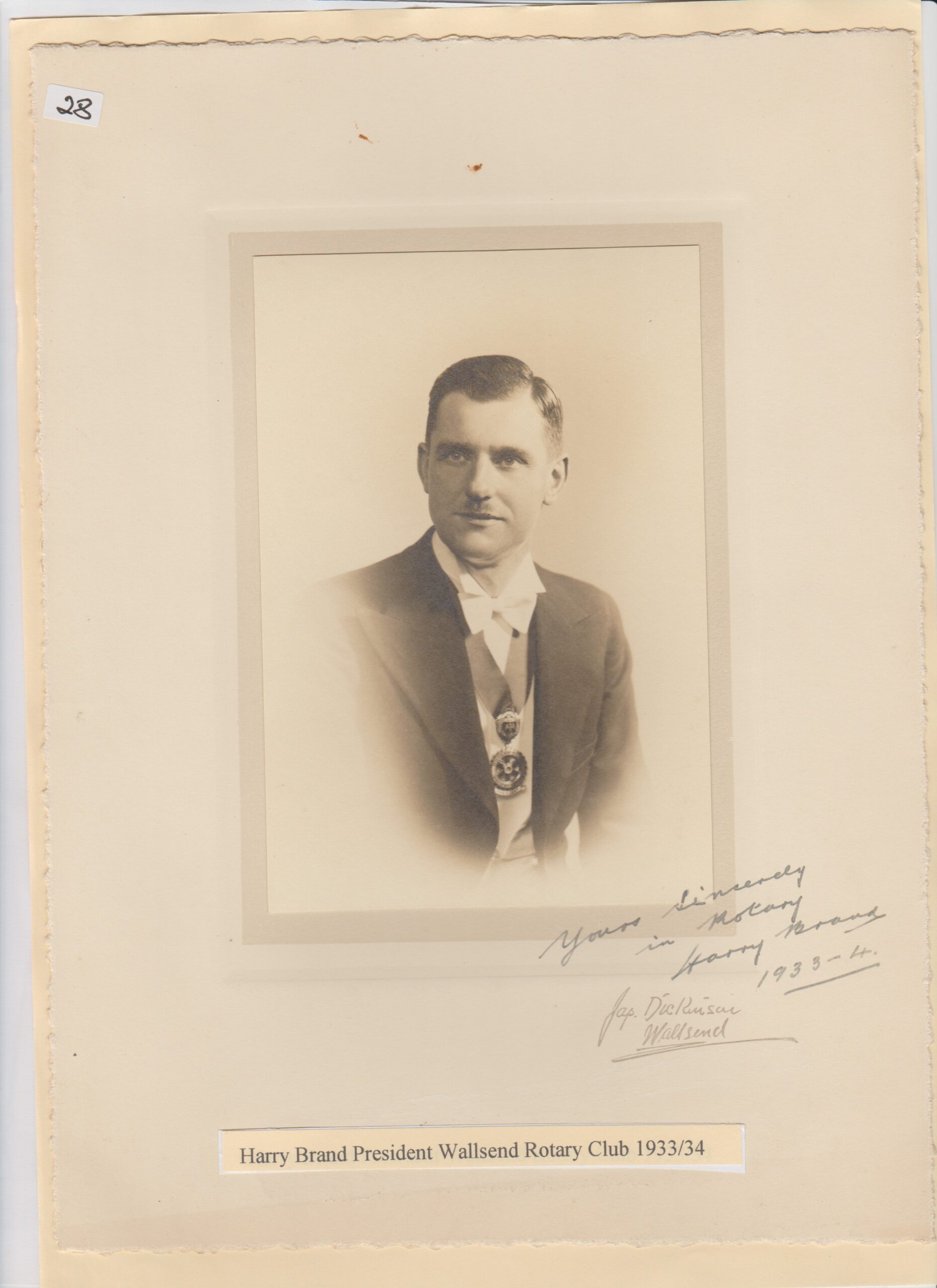 Harry Brand President Rotary Club 1933-34