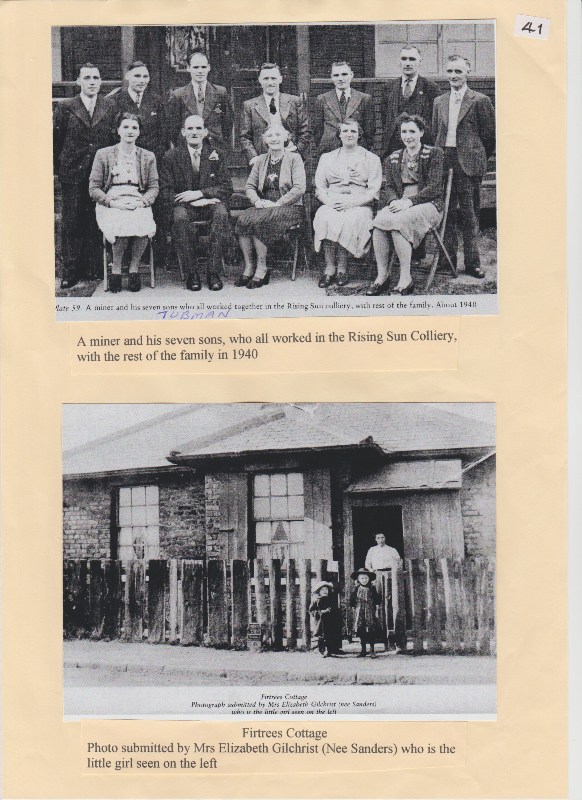 Mr _ Mrs Turman and family, seven sons worked at Rising Sun Pit _ Firness Cottage