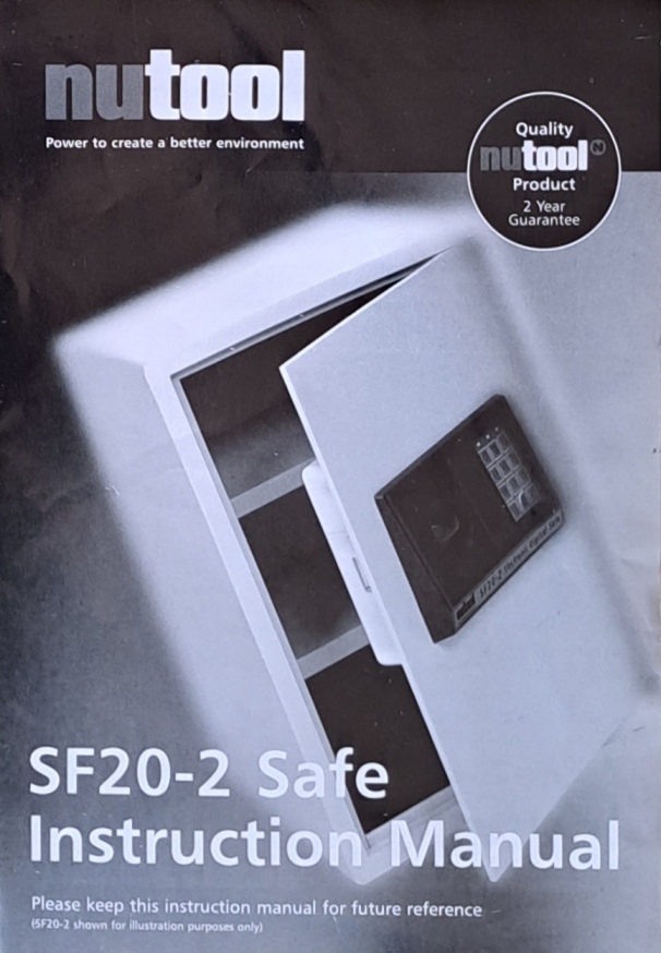 Nutool SF20-2 Safe, Instruction Manual - Nutool Group of Companies - Undated