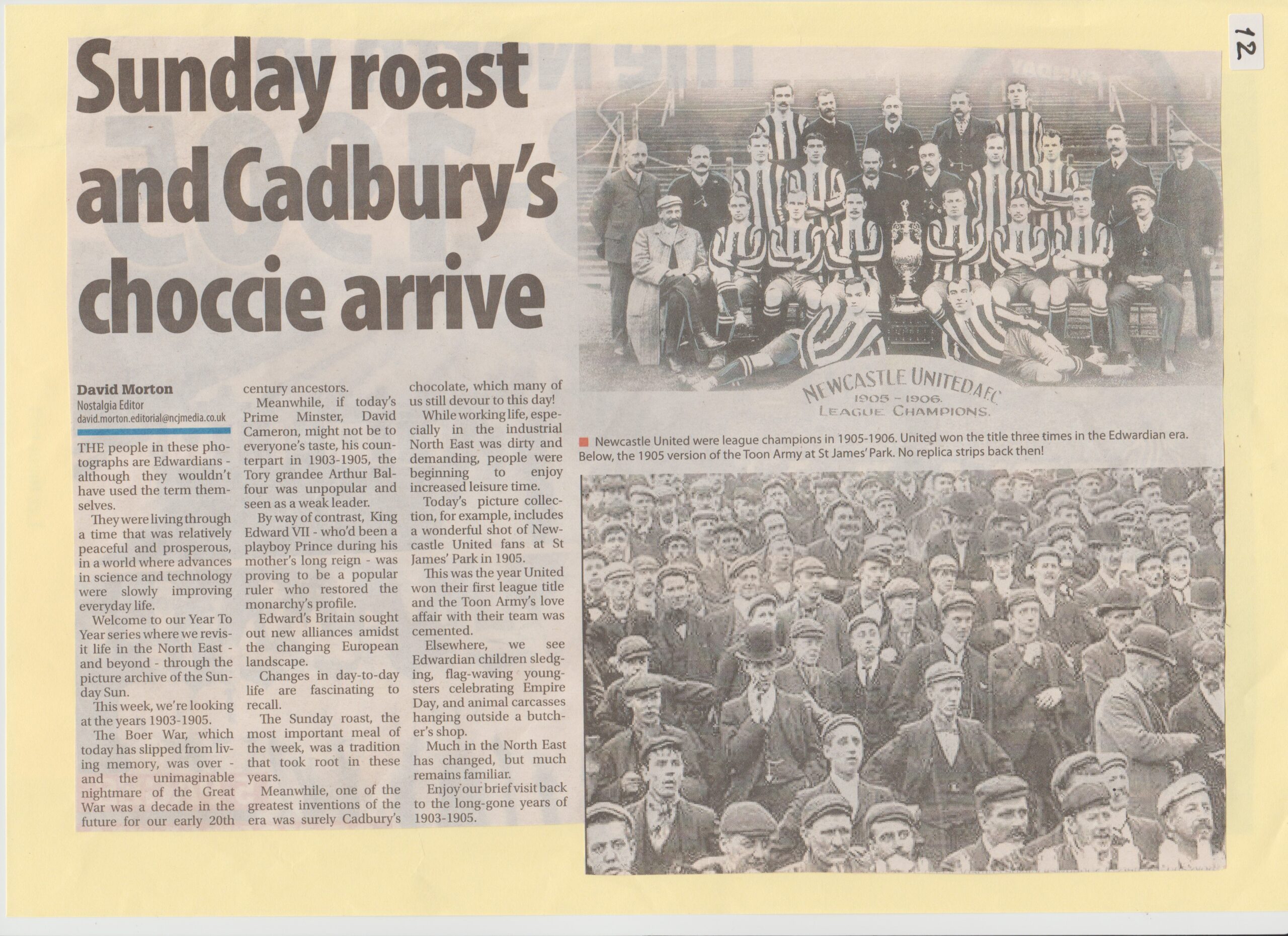 Sunday Roast and Cadbury Choccie arrvice article