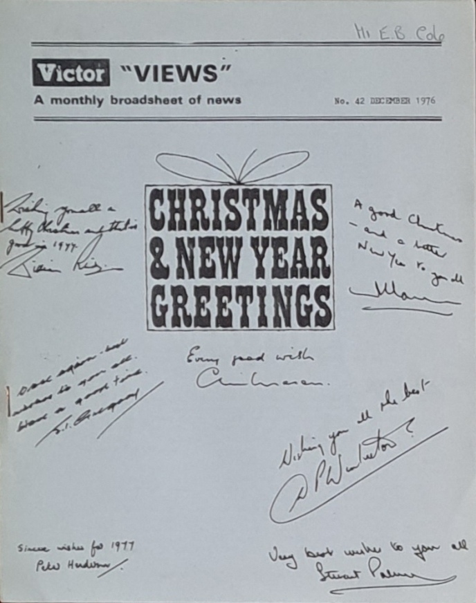 Victor Views, A Monthly Broadsheet Of News, December 1976 - Victor Products Ltd - 1976