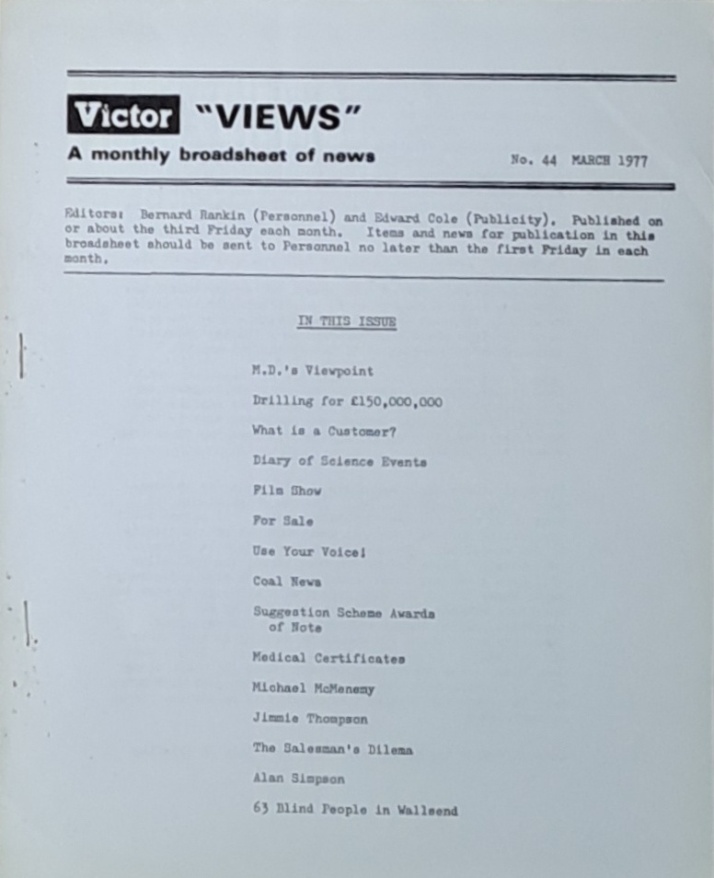 Victor Views, A Monthly Broadsheet Of News, March 1977 - Victor Products Ltd - 1977