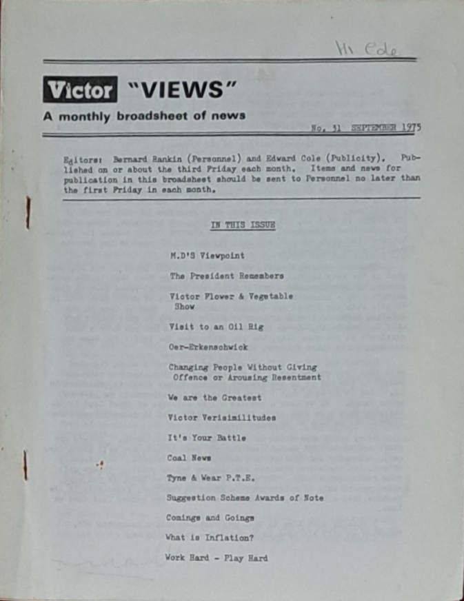 Victor Views, A Monthly Broadsheet Of News, September 1975 - Victor Products Ltd - 1975