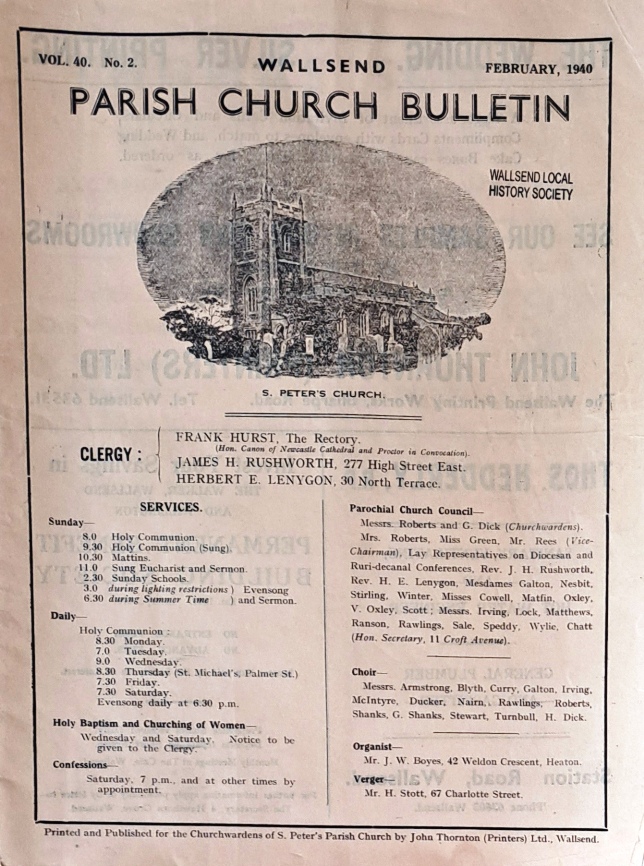 Wallsend Parish Church Bulletin, s Peter's Church, February 1940 - S. Peter's Parish Magazine - 1940