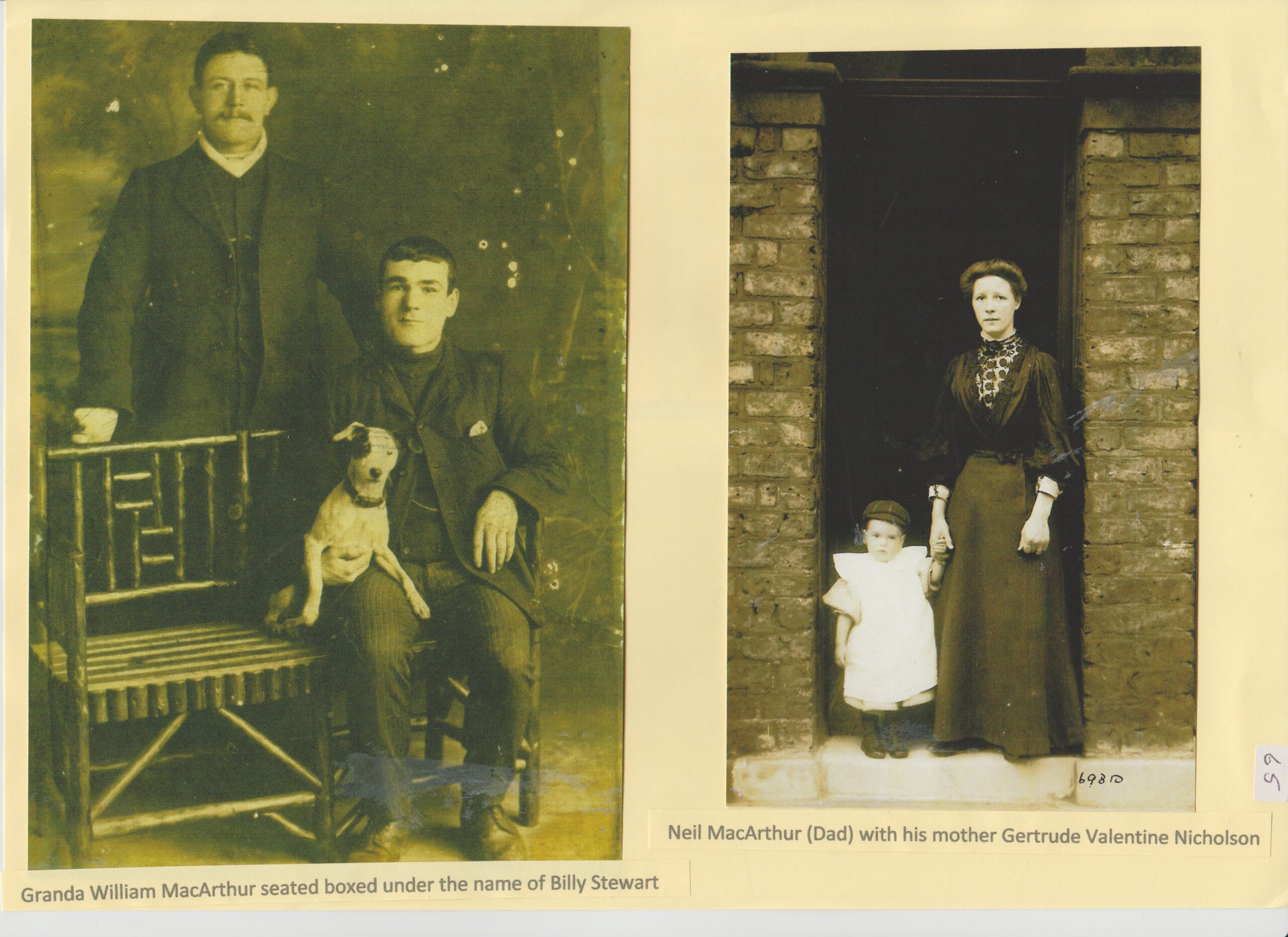 William MacArthur (boxed under name of Billy Stewart) Neil MacArthur and his mother Gertrude Valintine Nicholson